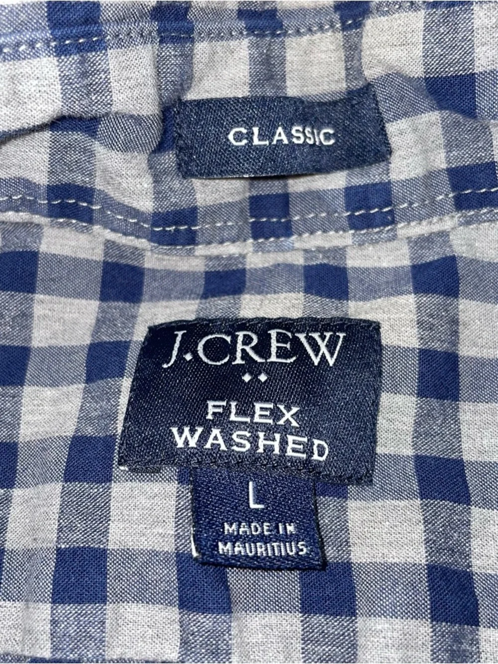 J. Crew Blue and Gray Gingham Button-Down Shirt‎
